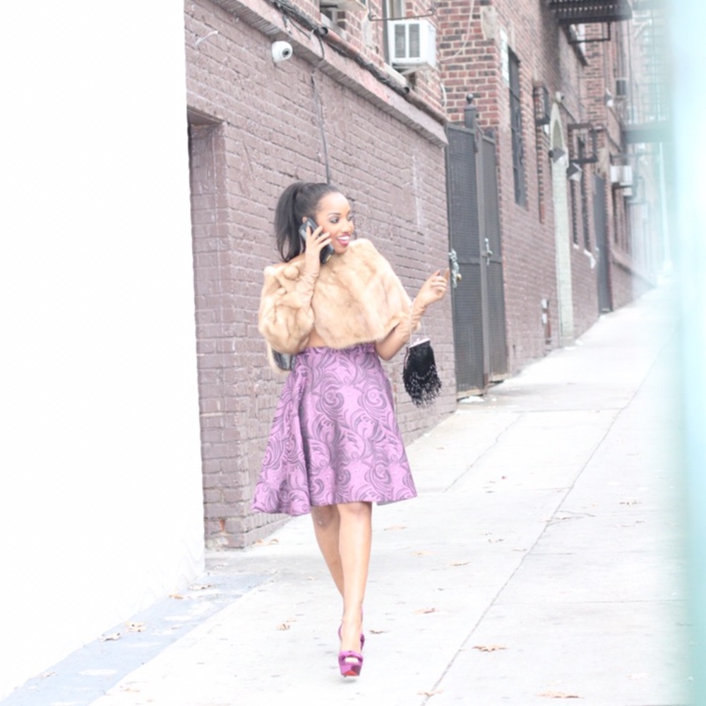 Off the shoulder mink jacket